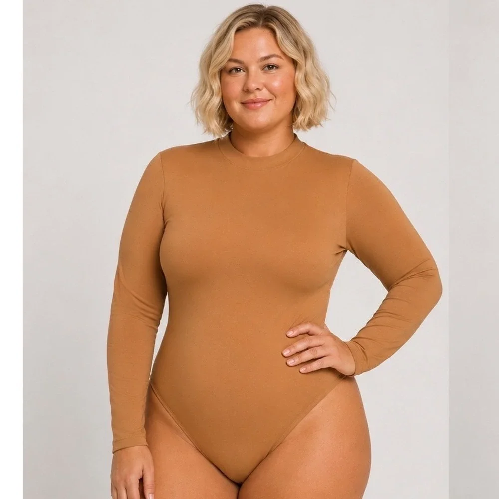 SKIMS Swim Long‎ Sleeve One Piece Almond Womens 4X